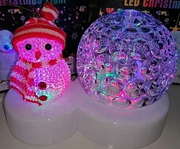 Светодиодный диско шар + Снеговик, светильник новогодний - миниатюра 3