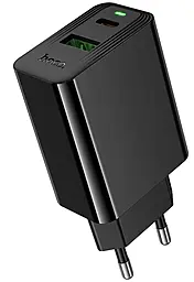 Сетевое зарядное устройство Hoco CS94A 20w PD/QC USB-C/USB-A ports fast charger black - фото Сетевое зарядное устройство Hoco CS94A 20w PD/QC USB-C/USB-A ports fast charger black
