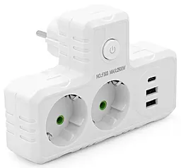Сетевой фильтр (удлинитель) Voltronic F303-White 2500w 10a 2 розетки 2xUSB-A/USB-C с выключателем белый - фото Сетевой фильтр (удлинитель) Voltronic F303-White 2500w 10a 2 розетки 2xUSB-A/USB-C с выключателем белый