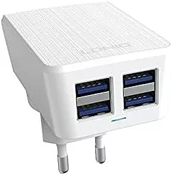 Сетевое зарядное устройство LDNio Four USB Ports Travel Charger White (DL-AC62) - миниатюра 4
