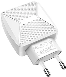 Мережевий зарядний пристрій Borofone BA45A Max Power 2.4a 2xUSB-A ports charger + micro USB cable white - мініатюра 6 Мережевий зарядний пристрій Borofone BA45A Max Power 2.4a 2xUSB-A ports charger + micro USB cable white - мініатюра 6
