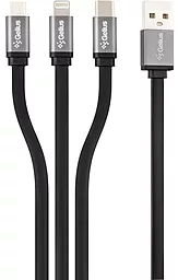 Кабель USB Gelius Pro Squid 3-in-1 USB to Type-C/Lightning/micro USB Cable black (GP-UC102)