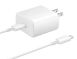Сетевое зарядное устройство Samsung Wall Charger 45w USB-C + USB-C/USB-C cable white (EP-TA845XBEGCN) - фото Сетевое зарядное устройство Samsung Wall Charger 45w USB-C + USB-C/USB-C cable white (EP-TA845XBEGCN)