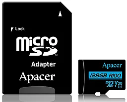Карта памяти Apacer microSDXC 128GB R100 Class 10 UHS-I U3 V30 + SD-адаптер (AP128GMCSX10U7-R)