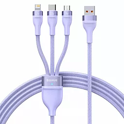 USB Кабель Baseus Flash II 100w 5a 3-in-1 USB - Type-C/Lightning/micro USB cable violet (CASS030005)