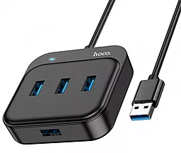 USB хаб Hoco HB31 Easy 4-in-1 Hub 4xUSB3.0 0.2m black - фото USB хаб Hoco HB31 Easy 4-in-1 Hub 4xUSB3.0 0.2m black
