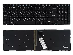 Клавіатура для ноутбуку Acer Aspire V5-552 V5-552G V5-572 V5-573 V7-581 V7-582 без рамки Прямий Enter підсвітка AEZRK700010 чорна