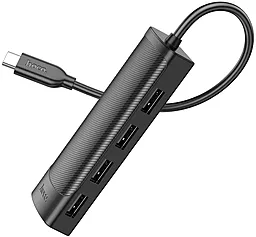 USB Type-C хаб Hoco HB41 4-in-1 black - фото USB Type-C хаб Hoco HB41 4-in-1 black