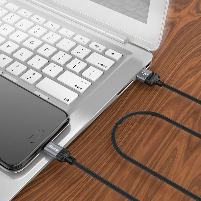 Кабель Borofone BX28 Dignity USB-A - micro USB 12w 2.4a 1м cable Gray/Black - фото 5
