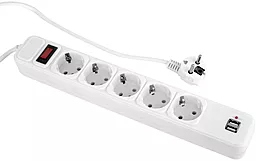 Мережевий фільтр (подовжувач) PrologiX 5 розеток 14А 2xUSB-A 3м з вимикачем білий (PRS-075P5CUSB-30W) - фото Мережевий фільтр (подовжувач) PrologiX 5 розеток 14А 2xUSB-A 3м з вимикачем білий (PRS-075P5CUSB-30W)