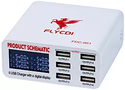 Зарядна станція FLYCDI FDC-001 Fast Charger 6xUSB, 5A, 40W white - фото Зарядна станція FLYCDI FDC-001 Fast Charger 6xUSB, 5A, 40W white