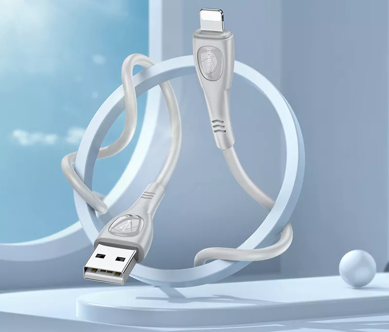 Кабель Borofone BX98 Superior USB-A - Lightning 12w 2.4a 1м cable Gray - фото 4