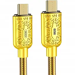 Кабель XO NBQ217B Gold Series USB Type-C - Type-C 60w 3a 1м PD cable Gold - фото Кабель XO NBQ217B Gold Series USB Type-C - Type-C 60w 3a 1м PD cable Gold
