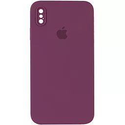 Чехол Silicone Case Full Camera Square для Apple iPhone XS Max Maroon - фото Чехол Silicone Case Full Camera Square для Apple iPhone XS Max Maroon