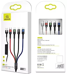 Кабель USB Usams U26 Spring 1.5M 4-in-1 USB to Type-C/2xLightning/micro USB cable black (US-SJ349) - миниатюра 3