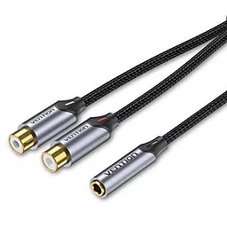 Аудіо кабель Vention 3.5 мм - 2хRCA F/F 0.9 м cable black (BCOHY)