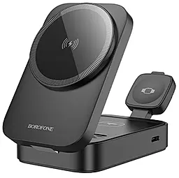 Беспроводная док-станция Borofone BQ38 3-in-1 15w wireless charger black - фото Беспроводная док-станция Borofone BQ38 3-in-1 15w wireless charger black
