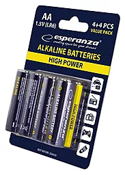 Батарейки Esperanza AA / LR06 Alkaline (EZB103) BLISTER CARD 8шт - миниатюра 2