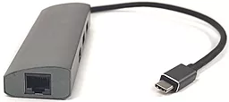 Мультипортовый USB Type-C хаб PowerPlant USB-C -> 2хUSB3.0/1хUSB-C/Gigabit LAN Grey (CA910557) - миниатюра 2