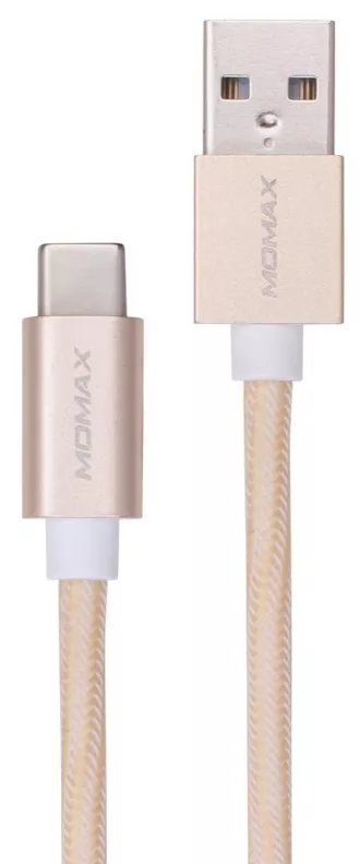 Кабель Momax Elite Link USB-A - Type-C 12w 2.4a 1м cable Gold (DTA1L) - фото 1