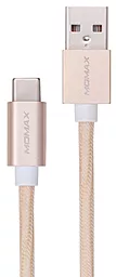 Кабель Momax Elite Link USB-A - Type-C 12w 2.4a 1м cable Gold (DTA1L) - фото Кабель Momax Elite Link USB-A - Type-C 12w 2.4a 1м cable Gold (DTA1L)