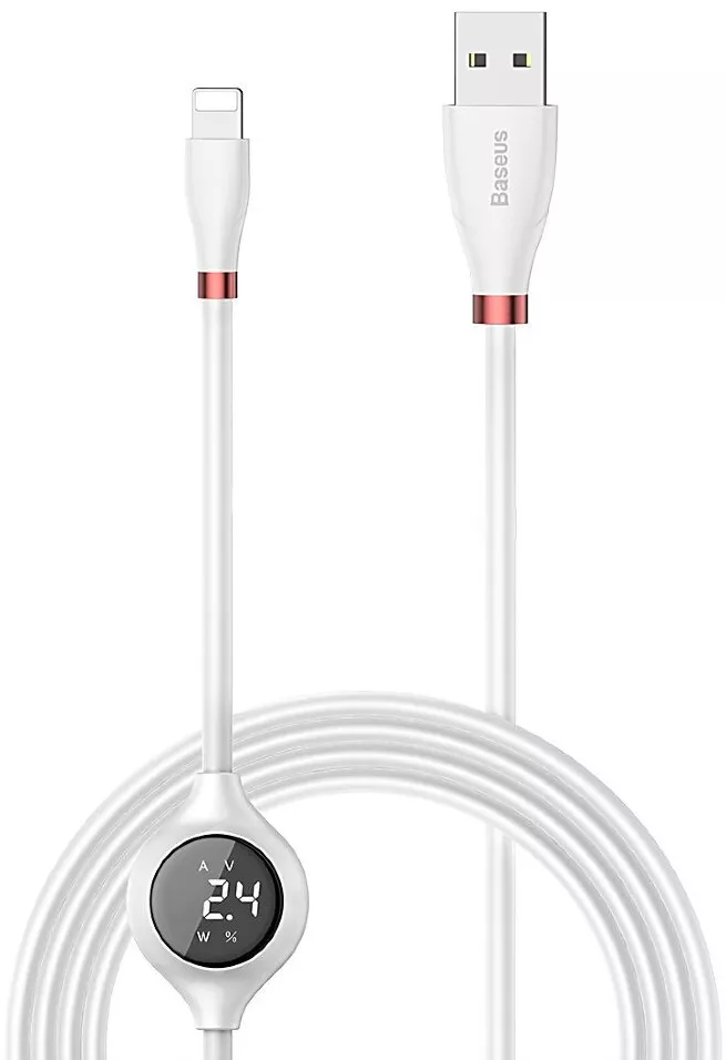 Кабель Baseus Big Eye Digital Display USB-A - Lightning 10w 1.2м cable White (CALEYE-02) - фото 3