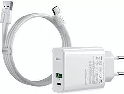 Сетевое зарядное устройство с быстрой зарядкой Baseus Speed 30w PPS PD USB-C/USB-A ports charger + USB-C cable white (TZCCFS-H02) - фото Сетевое зарядное устройство с быстрой зарядкой Baseus Speed 30w PPS PD USB-C/USB-A ports charger + USB-C cable white (TZCCFS-H02)