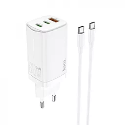 Мережевий зарядний пристрій зі швидкою зарядкою Hoco N16 65w 2xUSB-C/USB-A ports fast charger + USB-C to USB-C cable white - фото Мережевий зарядний пристрій зі швидкою зарядкою Hoco N16 65w 2xUSB-C/USB-A ports fast charger + USB-C to USB-C cable white