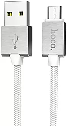 Кабель Hoco U49 Refined Steel USB-A - micro USB 12w 2.4a 1.2м cable White - фото Кабель Hoco U49 Refined Steel USB-A - micro USB 12w 2.4a 1.2м cable White
