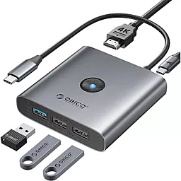 Мультипортовый USB Type-C хаб Orico 5-in-1 grey (FAX3-5P-GY-EP) - фото Мультипортовый USB Type-C хаб Orico 5-in-1 grey (FAX3-5P-GY-EP)