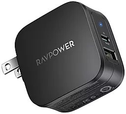Сетевое зарядное устройство RavPower 2 Ports PD 3.0 30W USB C + USB A MFi Certified Black