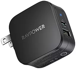 Сетевое зарядное устройство RavPower 30w PD USB-C/USB-A ports fast charger Black