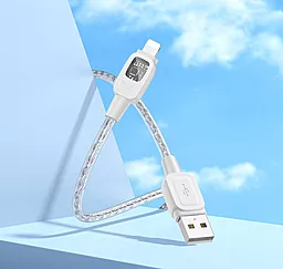 Кабель Hoco U124 Stone silicone intelligent power-off USB-A - Lightning 12w 2.4a 1.2м cable silver - миниатюра 4 Кабель Hoco U124 Stone silicone intelligent power-off USB-A - Lightning 12w 2.4a 1.2м cable silver - миниатюра 4