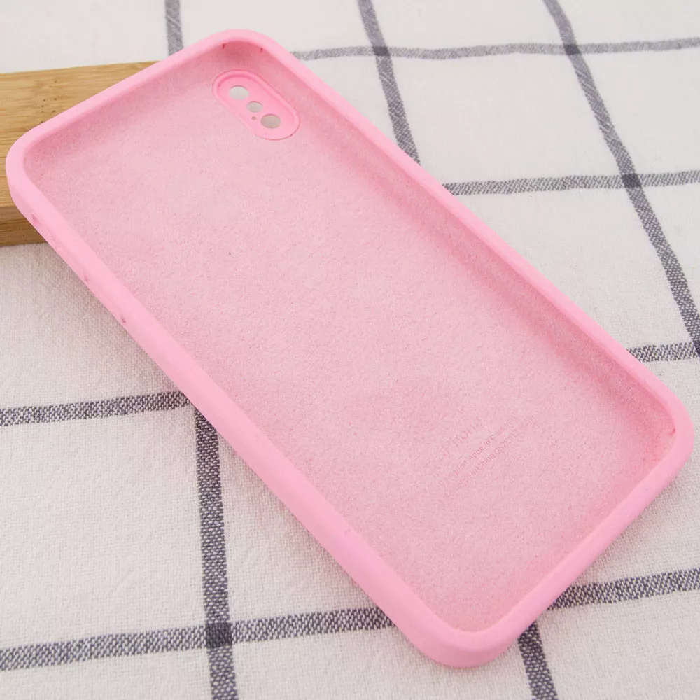 Чехол Silicone Case Full Camera Square для Apple iPhone X, iPhone XS Light pink - фото 2