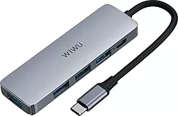 Мультипортовый USB Type-C хаб WIWU Alpha A541BC 5-in-1 grey