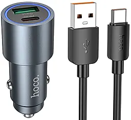 Автомобільний зарядний пристрій Hoco Z60 Bloom 48w PD/QC USB-C/USB-A ports car charger gray - фото Автомобільний зарядний пристрій Hoco Z60 Bloom 48w PD/QC USB-C/USB-A ports car charger gray
