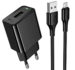 Мережевий зарядний пристрій Hoco CS91A 2.1a USB-A port charger + microUSB cable Black - фото Мережевий зарядний пристрій Hoco CS91A 2.1a USB-A port charger + microUSB cable Black