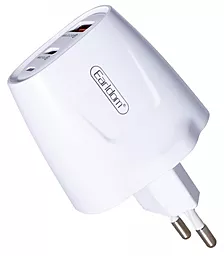 Сетевое зарядное устройство с быстрой зарядкой Earldom ES-EU2 USB A+C PD/PPS/QC 3.0 Fast Charger White