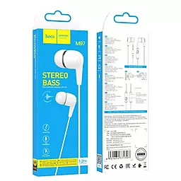 Наушники Hoco M97 Enjoy universal earphones White - миниатюра 2