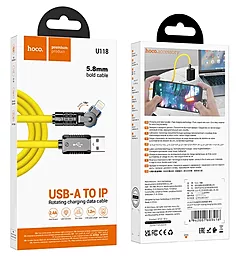 Кабель Hoco U118 USB-A - Lightning 12w 2.4a 1.2м cable Yellow - миниатюра 4 Кабель Hoco U118 USB-A - Lightning 12w 2.4a 1.2м cable Yellow - миниатюра 4