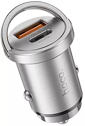 Автомобильное зарядное устройство с быстрой зарядкой Hoco NZ10 45w PD USB-C/USB-A ports car charger silver - фото Автомобильное зарядное устройство с быстрой зарядкой Hoco NZ10 45w PD USB-C/USB-A ports car charger silver