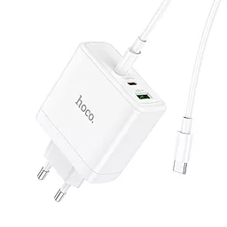 Сетевое зарядное устройство Hoco N30 65w GaN PD 2xUSB-C/USB-A ports charger + USB-C to USB-C cable white