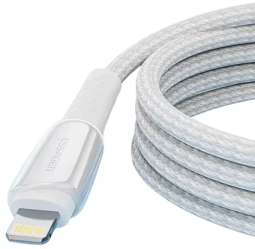 Кабель Essager USB Type-C - Lightning 20w 3a 3м PD сable White (EXCTL-CHC02) - фото 2
