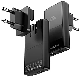 Сетевое зарядное устройство Essager Ultra Thin 65w GaN/PPS PD/QC USB-C/USB-A ports travel charger black (ECT65W-QCB01-Z) - фото Сетевое зарядное устройство Essager Ultra Thin 65w GaN/PPS PD/QC USB-C/USB-A ports travel charger black (ECT65W-QCB01-Z)