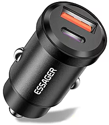 Автомобільний зарядний пристрій Essager ES-CC07 30W PD+QC3.0 USB-C+A Black