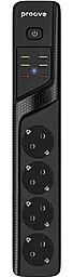 Сетевой фильтр (удлинитель) Proove Power Strip P-04 10a 250в 2500вт 4 розетки 4xUSB-A/2xUSB-C с выключателем 2м чёрный - фото Сетевой фильтр (удлинитель) Proove Power Strip P-04 10a 250в 2500вт 4 розетки 4xUSB-A/2xUSB-C с выключателем 2м чёрный
