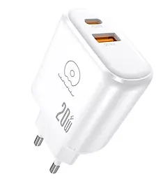 Сетевое зарядное устройство WUW C276 20w PD/QC3.0 USB-A/USB-C port fast charger White - фото Сетевое зарядное устройство WUW C276 20w PD/QC3.0 USB-A/USB-C port fast charger White