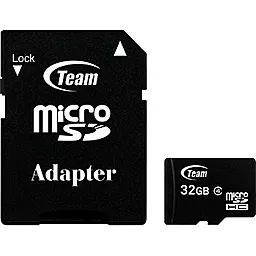 Карта памяти Team microSDHC 32GB Class 4 + SD-адаптер (TUSDH32GCL403 / TG032G0MC24A)