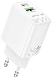 Сетевое зарядное устройство Borofone BN27 20w PD USB-C/USB-A ports charger white - фото Сетевое зарядное устройство Borofone BN27 20w PD USB-C/USB-A ports charger white