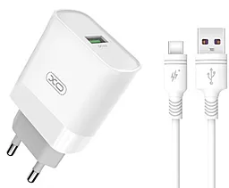 Мережевий зарядний пристрій з швидкою зарядкою XO L63 15w QC3.0 + USB-C cable white